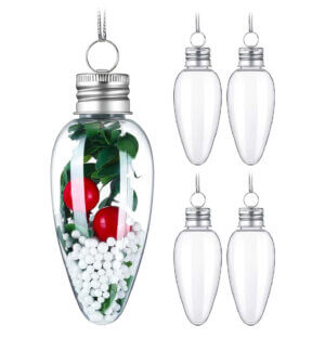 4 pack 3 Inch Fillable Light Bulb Ornament Clear
