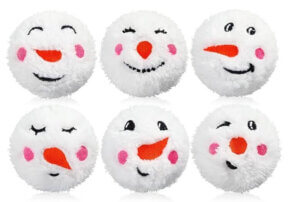 1pc assorted Plush white snow balls with faces 2.8in