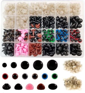 600PCS Safety Eyes and noses 6-14mm Black Blue Green Red Pink