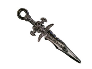 25 GunMetal Sword Charm 1.2x.3"