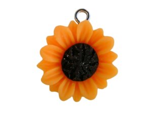 10pc Resin Sunflower Charm with Eyehole 2cm