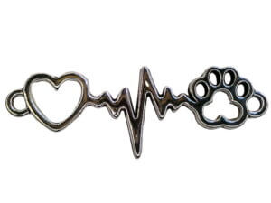 10pc Dog Paw and Heart Heartline EKG Charm 3.4cm