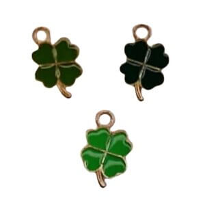 20pc Green Four-leaf Clover Charms 4 Shades 2cm