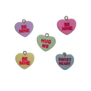 10pc Valentine Heart Candy Charms 2cm