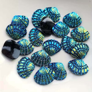20pc 20mm Blue Iridescent Resin Shells