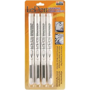 Uchida Le Pen Technical Drawing Set 4/Pkg-.05mm, .1mm, .5mm, .8mm Black Uchida Le Pen Technical Drawing Set 4/Pkg-.05mm, .1mm, .5mm, .8mm Black