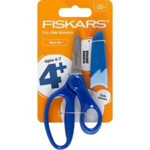 Fiskars Blunt-tip Kids Scissors (5 in.) with Sheath – Blue 194160-1049 Fiskars Blunt-tip Kids Scissors (5 in.) with Sheath - Blue 194160-1049