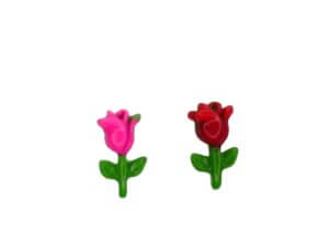 100pc tiny 1cm red and pink roses on stems flat back resin