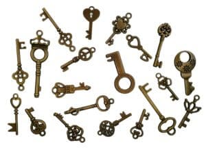 25 Piece Bronze Vintage Skeleton Keys .05-2" Mix