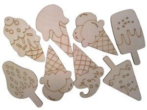 4in IceCream Assorted 8 Styles Unfinished Wood 4in IceCream Assorted 8 Styles Unfinished Wood
