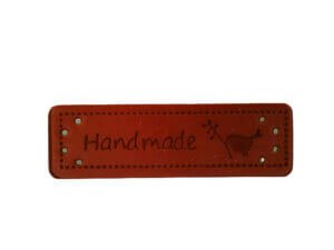 30ps 5x1.5cm Handmade with Bird Brown PU Leather Sew on