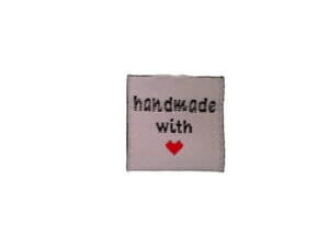 50pc White Handmade With Love Sewing Label 19mm