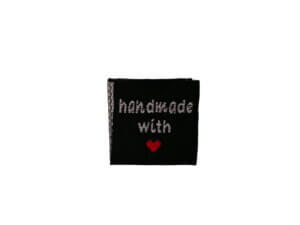 50pc Black Handmade With Love Sewing Label 19mm