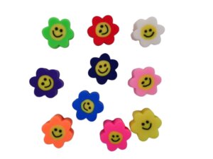 50pc Smiley Flowers Clay Beads Shapes Polymer