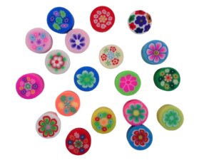 50pc Assorted Flowers Clay Beads Shapes Polymer