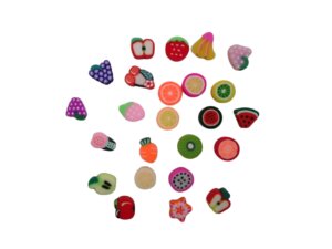 50pc Assorted Fruits Clay Beads 10mm Shapes Polymer
