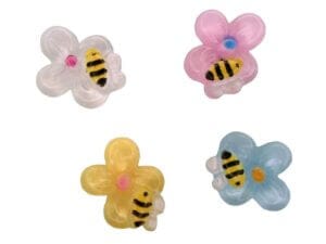 30pc Colored flowers with tiny bee Flat back resin 1cm