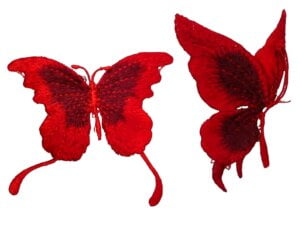 3pc Sew On Red Lace Embroidered Butterfly Patches