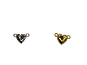 20pc Mixed Heart Shaped Magnetic Clasps Silver & Gold 1cm