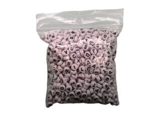 1000pc White Black Letters 7mm Round Alphabet Acrylic Beads Loose