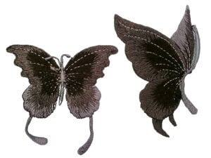 3pc Sew On Black Lace Embroidered Butterfly Patches