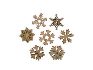 50pc Mixed Wood Snowflake Pieces 23mm 50pc Mixed Wood Snowflake Pieces 23mm