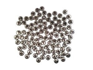 100pc 7mm Silver Mixed Letter Acrylic Beads