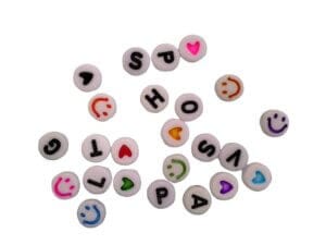500pc White 7mm Alphabet Acrylic Beads with Colored Accent Shapes