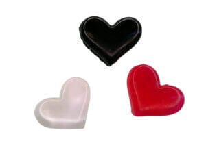 50pc Red White Black Heart Shape Resin Pieces 1cm