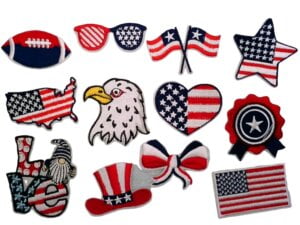 12pc Patriotic Iron on Embroidered Patches