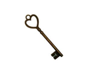 5pc Heart Skeleton Keys Vintage Bronze 3in