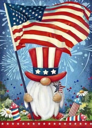 12x16 Gnome Waving Flag Diamond Painting