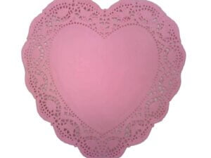 8pc Pink Heart Doilies 10"