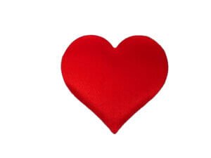 10pc Red 2x3.5cm Heart padded