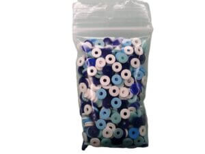 500pc Blues and White 6mm Polymer Clay Beads Flat