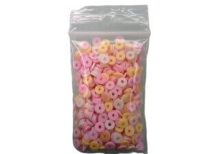 500pc Pink White Orange 6mm Polymer Clay Beads Flat