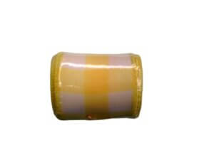 2.5in 5 yards Yellow and White Plaid Wired Ribbon
