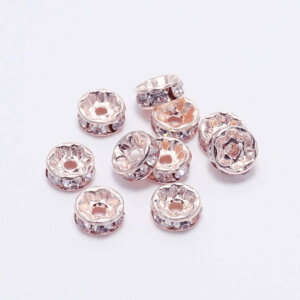 100pc 8mm Rose Gold Rhinestone Spacer Beads