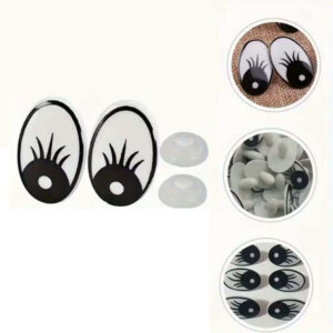 5 pairs 1.15in Eyelash Black and White Oval Safety Eyes