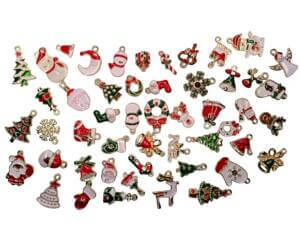 50pc Mixed Colored Christmas Series Charms 6-18mm