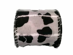 2.5in 5 yards Cow Print Black and White Wired Ribbon
