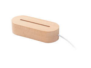 Oval Wood LED Warm Display Stand 60x35x145mm with 5x20x95mm slot