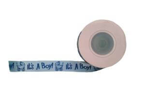 15mm 10 Yards It's a Boy Blue Printed Ribbon