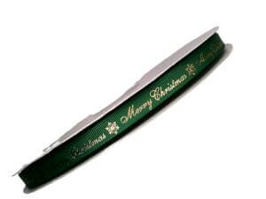 Green 9mm Merry Christmas Ribbon Green 9mm Merry Christmas Ribbon