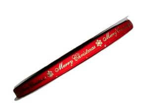 Red 9mm Merry Christmas Ribbon Red 9mm Merry Christmas Ribbon