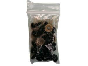 20pc Black Plastic 12mm Safety Eyes and Washers Snap On