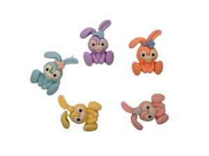 5pc Colored Bunny Resin 1in