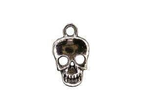 20pc Antique Silver Halloween Skull Pendants 1.5cm