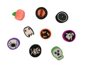 50pc Assorted Halloween Clay Beads 10mm Shapes Polymer