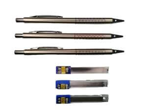 3 Metal Mechanical Pencil 0.5 0.7 0.9mm with lead